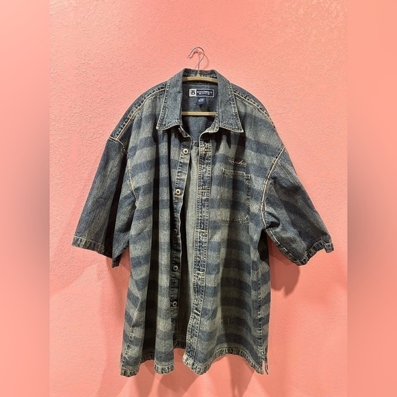 KNOCKOUT Men’s Plus Denim Jean Button Down Shirt Size 4X - Picture 1 of 6